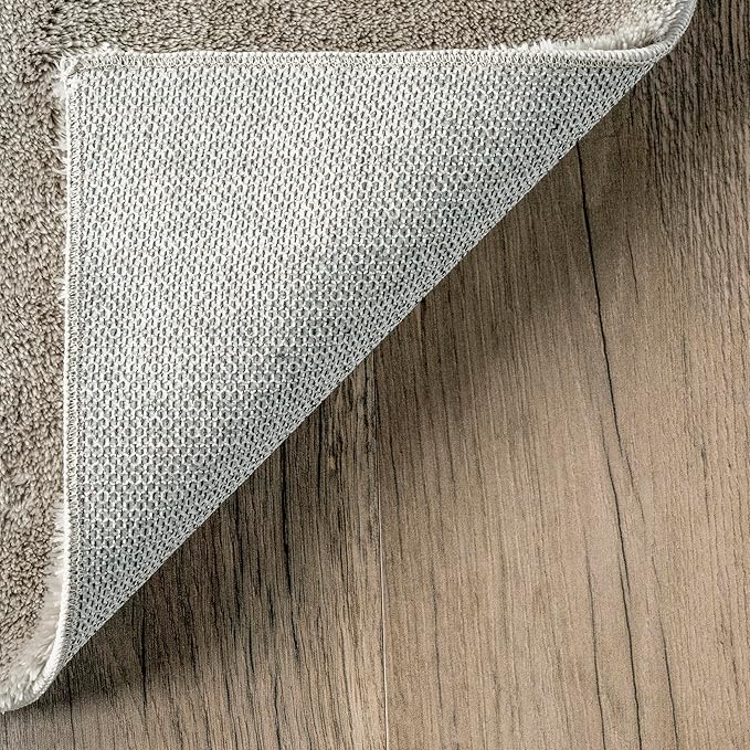 nuLOOM 6' Round Cozy Plush SuperiorWash Area Rug, Machine Washable, Non-Slip, Soft Fluffy Shag Carpet for Living Room Bedroom Kids Room Nursery Home Decor, Loni Beige