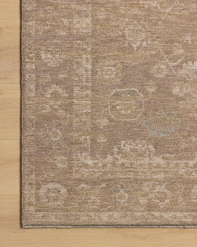 Loloi Chris Loves Julia Louisa Collection LOI-04 Taupe/Gold 5'-3" x 5'-3", .38" Pile Height, Round Area Rug