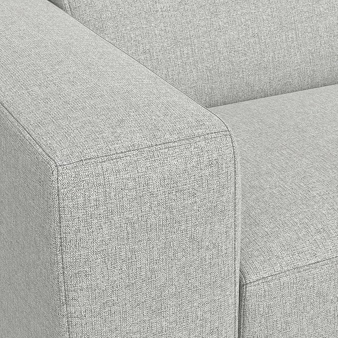 SIMPLIHOME Rex Corner Sectional Modular Sofa in 100% Recycled Polyester Tightly Woven Performance Fabric, Pale Grey, 116-inches Wide, Handcrafted Modern-Style L-Shaped Couch for Living Room