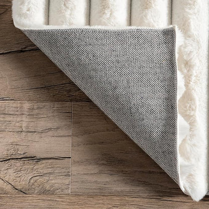 nuLOOM 2'6" x 6' Cozy Plush Area Rug, Machine Washable, Non-Slip, Soft Fluffy Shag Carpet for Living Room Bedroom Kids Room Nursery Home Decor, Kai White