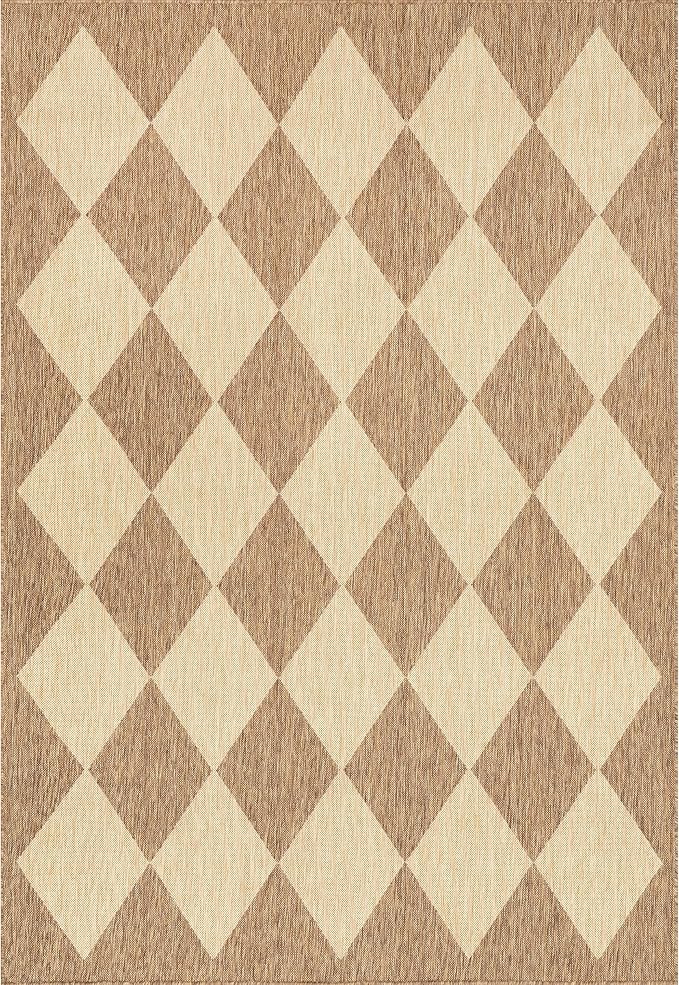 nuLOOM 7' Square Outdoor Performance Area Rug, Stain Resistant, Weather Resistant, High Traffic, Patio, Balcony, Outside, Sabina Brown