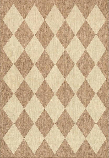 nuLOOM 7' Square Outdoor Performance Area Rug, Stain Resistant, Weather Resistant, High Traffic, Patio, Balcony, Outside, Sabina Brown