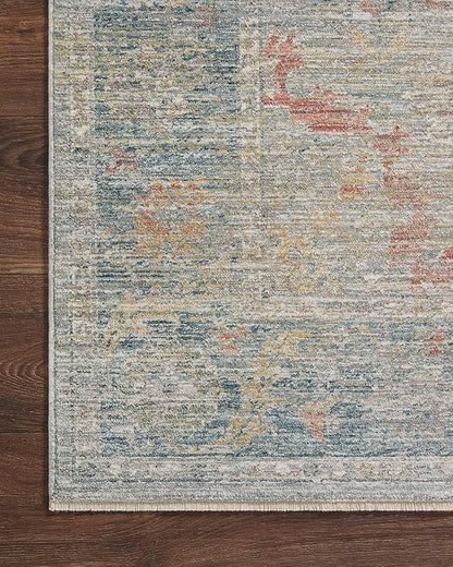 Loloi Magnolia Home by Joanna Gaines Millie Collection MIE-04 Slate/Multi 3'-6" x 5'-6", .25" Pile Height, Accent Rug