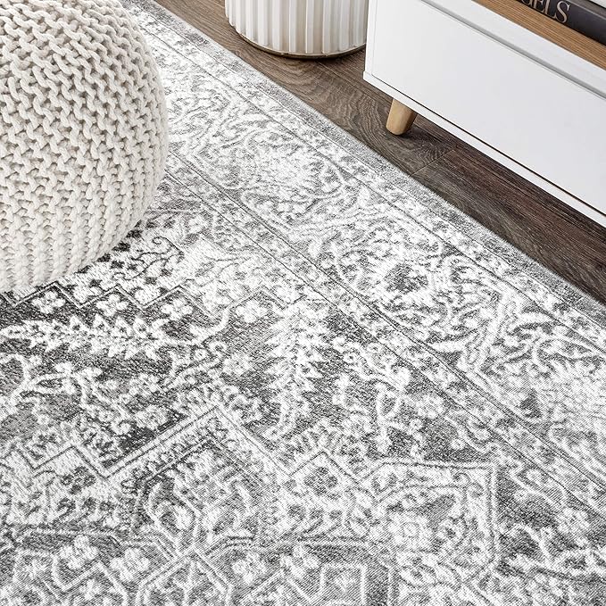 JONATHAN Y Modern Vintage Medallion Light Gray Indoor Area Rug, 3x5, Country, Floral, Easy-Cleaning for Living Room, Bedroom, Kitchen, Pet Friendly, Non-Shedding (MDP100A-3)