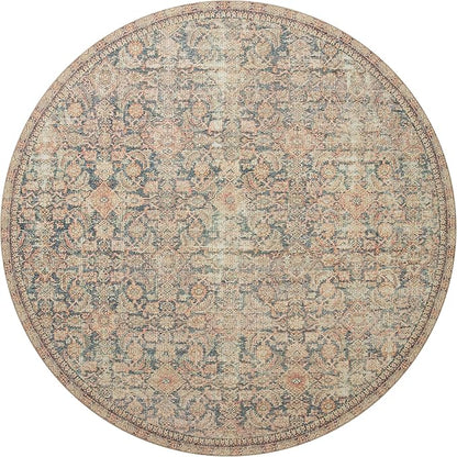 Loloi Angela Rose Aubrey Collection AUB-01 Navy/Multi 7'-6" x 7'-6", .19" Pile Height, Round Area Rug
