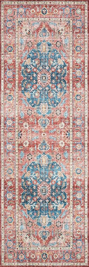 Loloi II Skye Collection SKY-05 Brick/Ocean 7'-6" x 9'-6" Area Rug