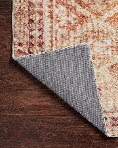 Loloi Layla Collection LAY-16 Natural/Spice 2'-3" x 3'-9" .13" Thick Accent Rug, Soft, Durable, Vintage Inspired, Distressed, Low Pile, Non-Shedding, Easy Clean, Printed, Living Room Rug