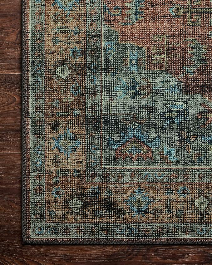 Loloi Skye Collection SKY-07 Terracotta/Sky 6'-0" x 6'-0" Round Area Rug