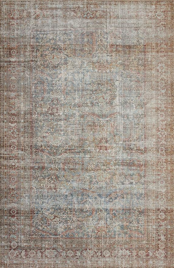 Loloi Chris Loves Julia Jules Collection JUL-05 Lagoon/Brick 2'-6'' x 7'-6'', .13" Pile Height, Runner Rug