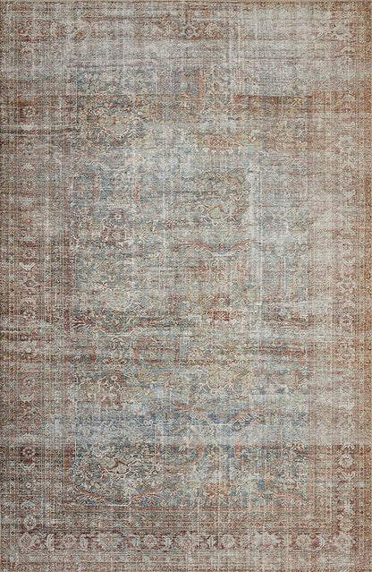 Loloi Chris Loves Julia Jules Collection JUL-05 Lagoon/Brick 7'-6'' x 9'-6'', .13" Pile Height, Area Rug