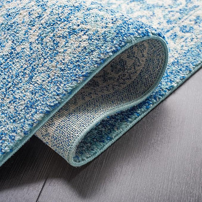 SAFAVIEH Evoke Collection 4' x 6' Blue/Ivory EVK256C Oriental Distressed Non-Shedding Living Room Bedroom Accent Rug