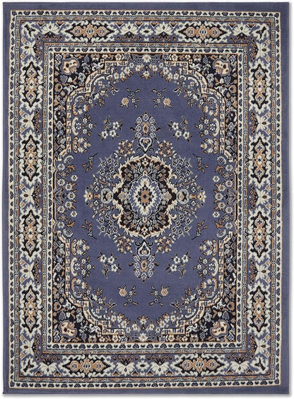 Home Dynamix Premium Sakarya Traditional Medallion Border Area Rug, Country Blue, 21"x35" Rectangle