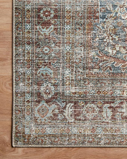 Loloi Chris Loves Julia Jules Collection JUL-05 Lagoon/Brick 2'-6'' x 12'-0'', .13" Pile Height, Runner Rug