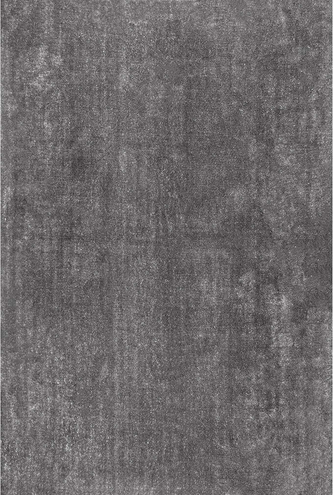 nuLOOM 6' Square Cozy Plush Area Rug, Machine Washable, Non-Slip, Soft Fluffy Shag Carpet for Living Room Bedroom Kids Room Nursery Home Decor, Loni Grey