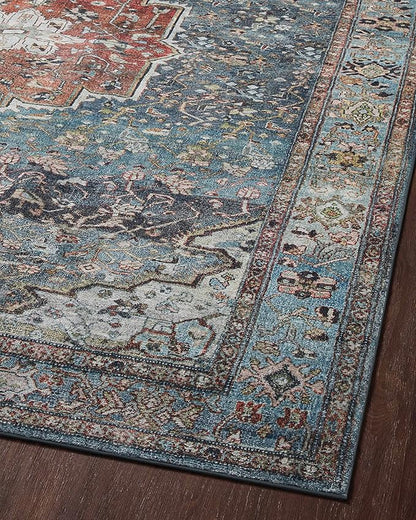 Loloi Margot Collection MAT-05 Ocean/Brick 2'-3" x 3'-9" Accent Rug feat. CloudPile, No-Shed Easy Clean Large Patterned Area Rug for Living Room, Bedroom, Dining Area