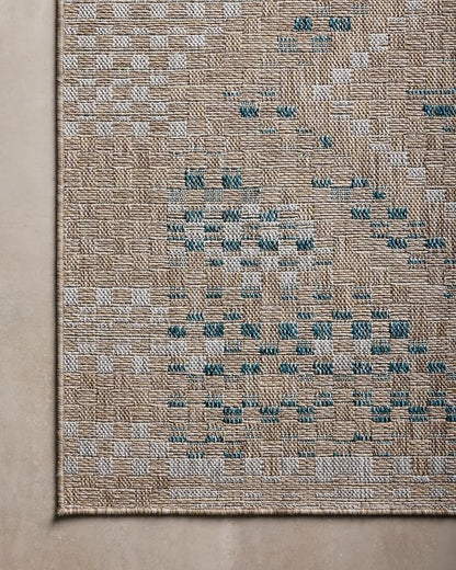 Loloi Amber Lewis Topanga Collection TOP-04 Natural/Aqua 7'-10" x 10' Indoor/Outdoor Area Rug