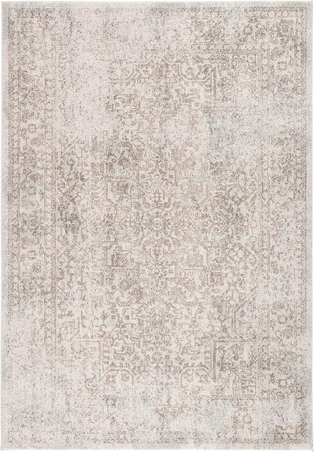 SAFAVIEH Evoke Collection 3' x 5' Ivory / Taupe EVK256E Oriental Distressed Non-Shedding Living Room Bedroom Accent Rug