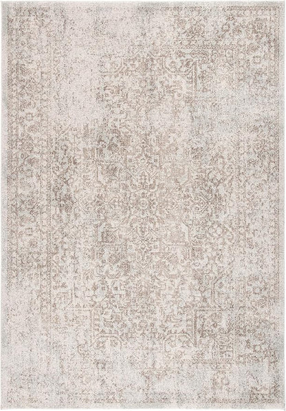 SAFAVIEH Evoke Collection 3' x 5' Ivory / Taupe EVK256E Oriental Distressed Non-Shedding Living Room Bedroom Accent Rug
