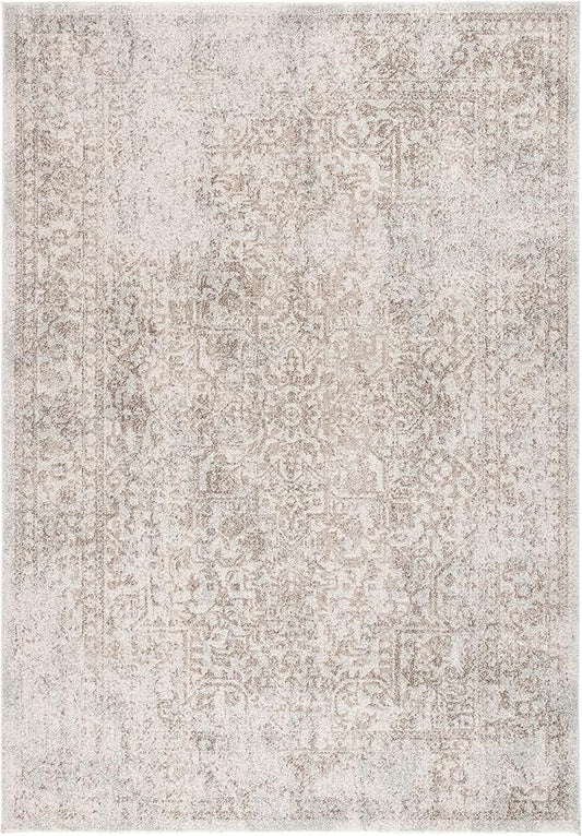 SAFAVIEH Evoke Collection 3' x 5' Ivory / Taupe EVK256E Oriental Distressed Non-Shedding Living Room Bedroom Accent Rug