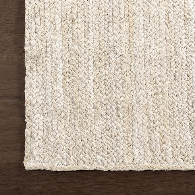 nuLOOM Oval 5x8 Rigo Jute Hand Woven Area Rug, Off White, Solid Farmhouse Design, Natural Fiber, For Bedroom, Living Room, Dining Room, Hallway, Office, Kitchen, Entryway