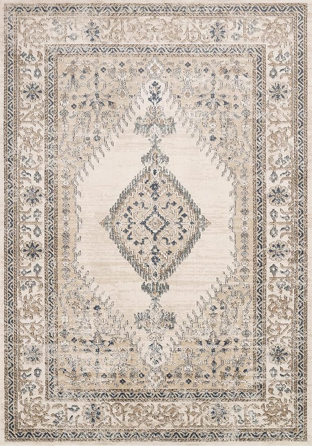 Loloi Teagan Collection TEA-02 Oatmeal/Ivory 2'-8" x 4' Accent Rug, Large, Soft Neutral Rug, High-Traffic for Living Room, Bedroom, Home Office, Dining Area