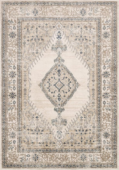 Loloi Teagan Collection TEA-02 Oatmeal/Ivory 7'-11" x 10'-6" Area Rug, Large, Soft Neutral Rug, High-Traffic for Living Room, Bedroom, Home Office, Dining Area