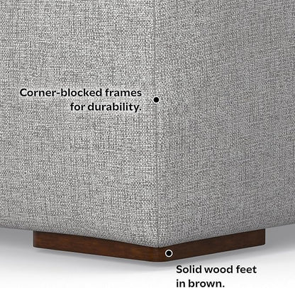 SIMPLIHOME Rex 3-Seater Modular Sofa in 100% Recycled Polyester Tightly Woven Performance Fabric, Pale Grey, 122-inches Wide, Handcrafted Modern-Style Couch for Living Room and Family Room