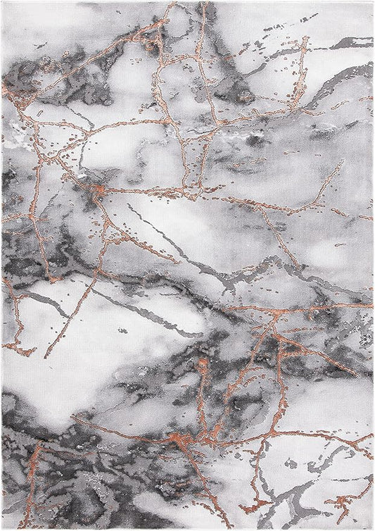 SAFAVIEH Craft Collection Area Rug - 10'6" x 14', Grey & Orange, Modern Abstract Marble Pattern Design, Non-Shedding & Easy Care, Ideal for High Traffic Areas in Living Room, Bedroom (CFT877P)