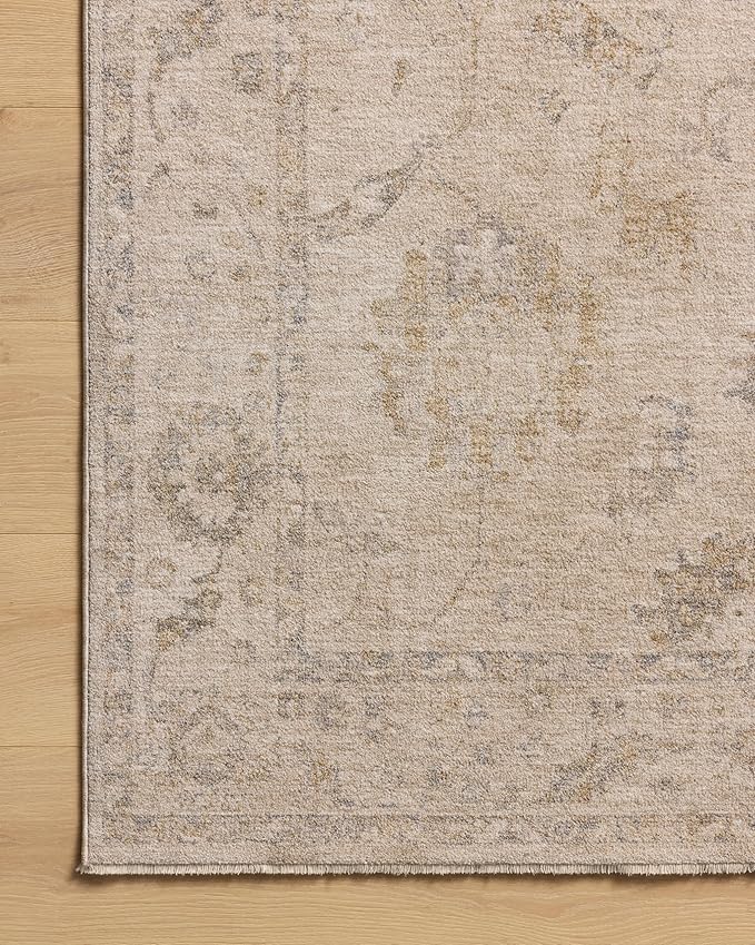 Loloi Chris Loves Julia Louisa Collection LOI-02 Oatmeal/Slate 5'-3" x 7'-6", .38" Pile Height, Area Rug