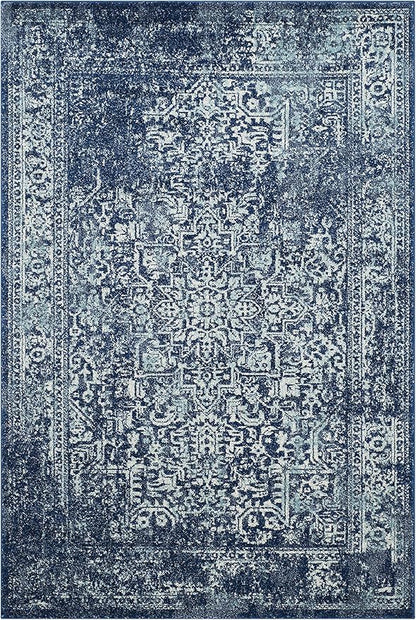 SAFAVIEH Evoke Collection 4' x 6' Navy/Ivory EVK256A Oriental Distressed Non-Shedding Living Room Bedroom Accent Rug