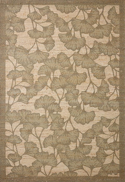 Loloi Chris Loves Julia Rue Collection RUE-02 Olive/Sage 7'-6" x 9'-6" Area Rug Jute Neutral Floral Living Room Bedroom Rug