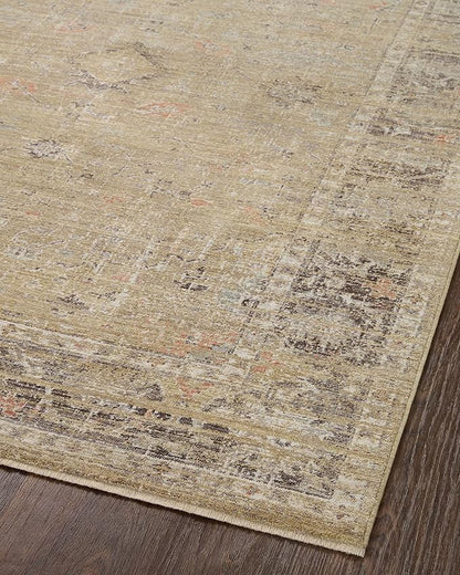 Loloi Magnolia Home by Joanna Gaines Millie Collection MIE-03 Gold/Charcoal 7'-10" x 7'-10", .25" Pile Height, Round Area Rug