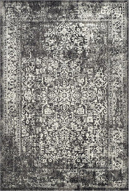 SAFAVIEH Evoke Collection Area Rug - 5'3" x 7'6", Black & Grey, Distressed Design, Non-Shedding & Easy to Clean, Ideal for Living Room, Bedroom, Dining Space (EVK256R)