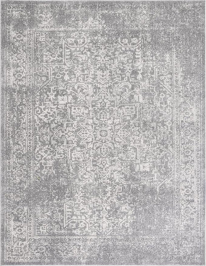 SAFAVIEH Area Rug 12x18 - Evoke Collection - Large - Silver & Ivory, Distressed Design, Non-Shedding & Easy to Clean, Ideal for Living Room, Bedroom, Dining Space (EVK256S)