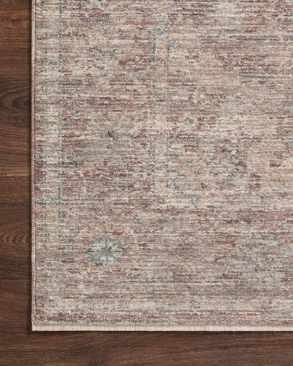 Loloi Magnolia Home by Joanna Gaines Millie Collection MIE-04 Brick/Fog 7'-10" x 7'-10", .25" Pile Height, Round Area Rug