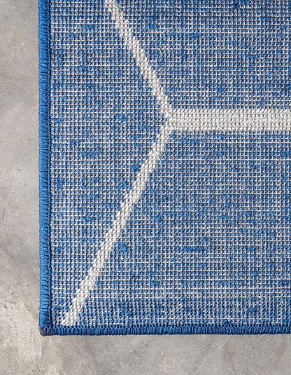 Unique Loom Trellis Frieze Collection Area Rug - Geometric (9' x 12' 2", Navy Blue/ Ivory)