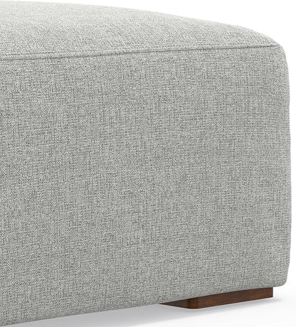 SIMPLIHOME Rex Modular Sofa and Ottoman Set in 100% Recycled Polyester Tightly Woven Performance Fabric, Pale Grey, 122-inch-wide 3-Seater Couch and Matching 34-inch-wide Ottoman for Living Room