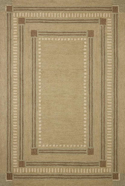 Loloi Chris Loves Julia Alfie Collection ALF-04 Green/Natural 2'-6" x 7'-6" Runner Rug Wool Neutral Living Bedroom Dining Carpet