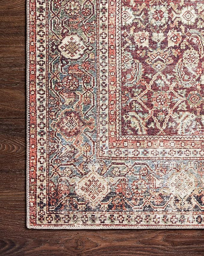 Loloi Layla Collection LAY-11 Cinnamon/Sage 9'-0" x 12'-0" .13" Thick Area Rug, Soft, Durable, Vintage Inspired, Distressed, Low Pile, Non-Shedding, Easy Clean, Printed, Living Room Rug