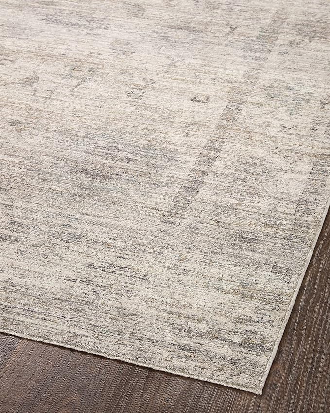 Loloi Magnolia Home by Joanna Gaines Millie Collection MIE-01 Silver/Dove 5'-3" x 5'-3", .25" Pile Height, Round Area Rug