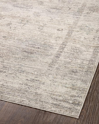 Loloi Magnolia Home by Joanna Gaines Millie Collection MIE-01 Silver/Dove 5'-3" x 5'-3", .25" Pile Height, Round Area Rug