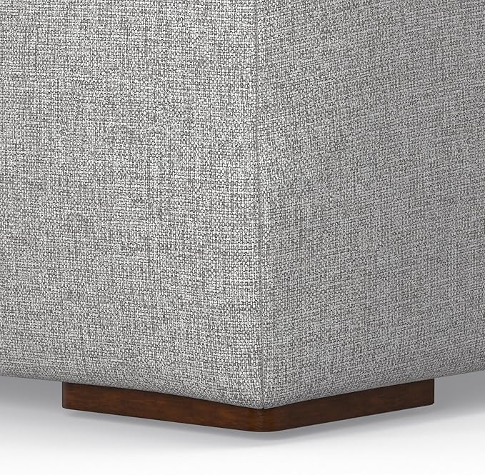 SIMPLIHOME Rex Right Corner Sectional Modular Sofa and Ottoman Set in 100% Recycled Polyester Tightly Woven Performance Fabric, Pale Grey, 116-inch-wide L-Shaped Sofa and 34-inch-Wide Ottoman