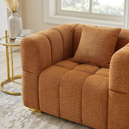 VANOMi Sofa and Chair Set, Modern Deep Seat Couch & Boucle Sofa Chairs, Oversized Upholstered Couch Sets for Living Room, Bedroom, Office, Apartment, Curry (3 Pieces)