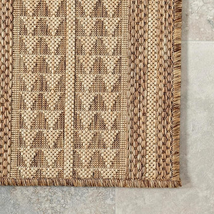 nuLOOM Ranya Light Brown/Ivory, 2' x 6', Tribal Geometric, Soft and Cozy, High Traffic, Stain Resistant, Easy Clean, Durable Runner for Indoor/Outdoor Patio, Deck, Porch, Garden, Courtyard