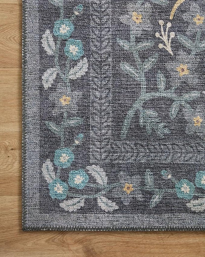 Loloi Rifle Paper Co. Maison Collection MAO-01 Nightingale Black 7'-6" x 9'-6", .19" Pile Height, Area Rug