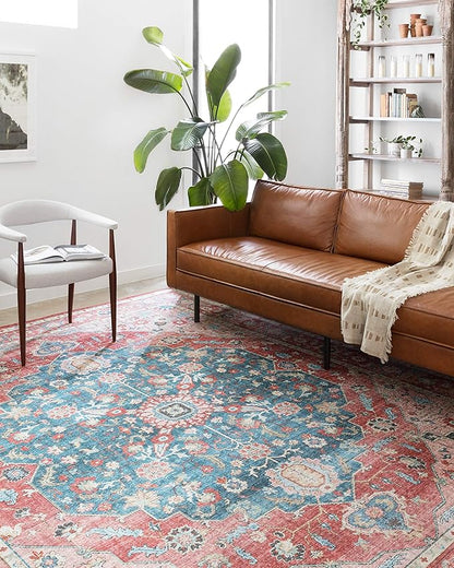 Loloi II Skye Collection SKY-05 Brick/Ocean 7'-6" x 9'-6" Area Rug