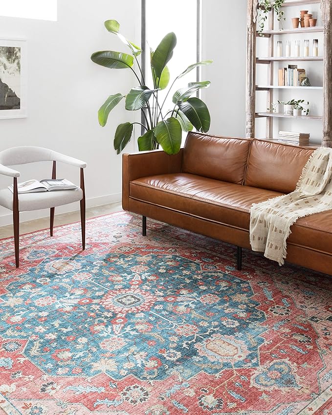 Loloi II Skye Collection SKY-05 Brick/Ocean 3'-6" x 5'-6" Accent Rug