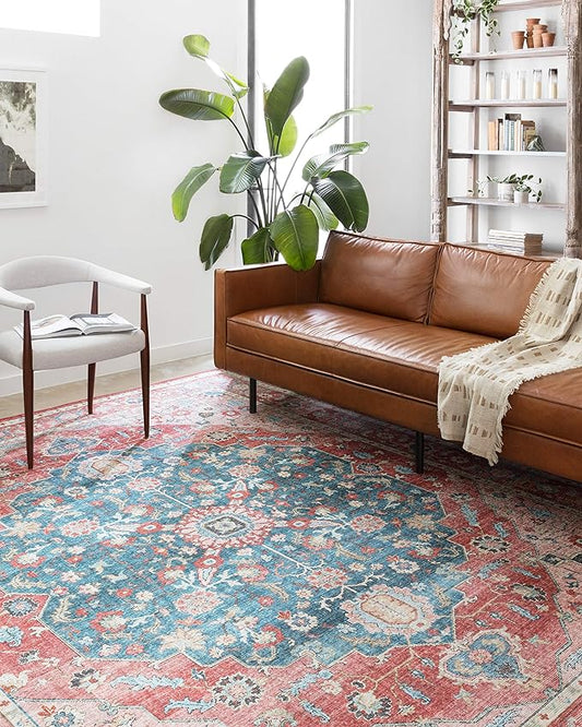 Loloi II Skye Collection SKY-05 Brick/Ocean 3'-6" x 5'-6" Accent Rug