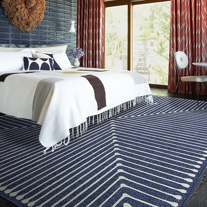 RUGGABLE x Jonathan Adler Machine Washable Modern Area Rug – Inkdrop Lapis Blue 9x12, Stain-Resistant, Non-Slip – Large Rugs for Living Room, Bedroom, Hallway, Entryway & Office–with Cushioned Pad