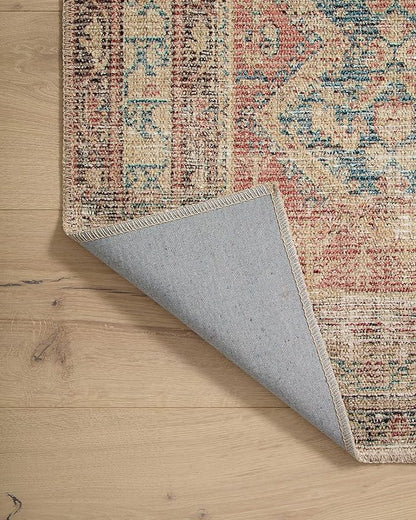Loloi Angela Rose Aubrey Collection AUB-03 Ocean/Spice 5'-0" x 5'-0", .19" Pile Height, Round Area Rug